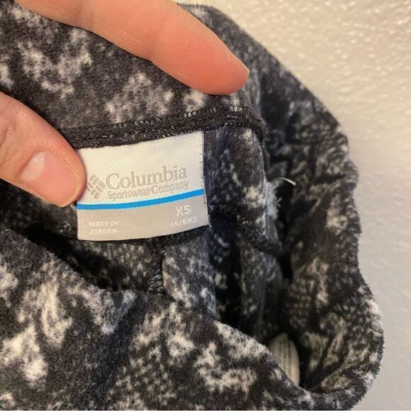 COLUMBIA girls Glacial gray black Printed Leggings fleece pants XS- 6 - Picture 8 of 9
